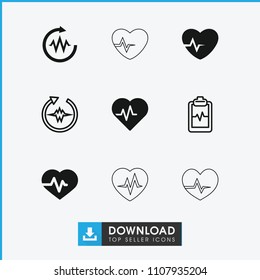 Cardio icon. collection of 9 cardio filled and outline icons such as heartbeat. editable cardio icons for web and mobile.