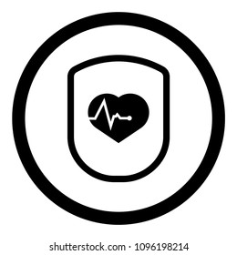 Cardio icon and shield. protection against heart attack 
