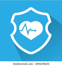 Cardio icon and shield. protection against heart attack 
