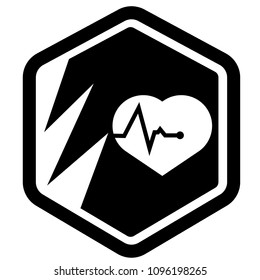 Cardio icon and shield. protection against heart attack 