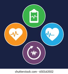 Cardio icons set. set of 4 cardio filled icons such as heartbeat clipboard