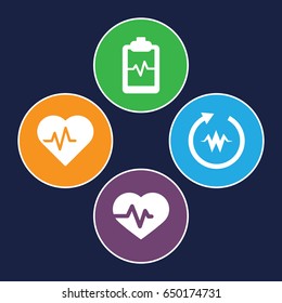 Cardio icons set. set of 4 cardio filled icons such as heartbeat