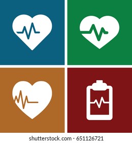 Cardio icons set. set of 4 cardio filled icons such as heartbeat