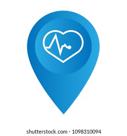 Cardio Map Pointer icon. Vector illustration. Cardio  map pointer symbol  Designed for for doctors, hospitals, ambulances and clinics
