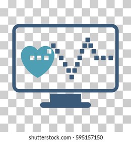 Cardio Monitoring icon. Vector illustration style is flat iconic bicolor symbol, cyan and blue colors, transparent background. Designed for web and software interfaces.
