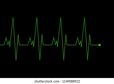 Cardio monitoring system isolated on black background. Heart pulse, signal. Heartbeat, electrocardiogram line. Cardiology medical chart. Vector flat illustration.