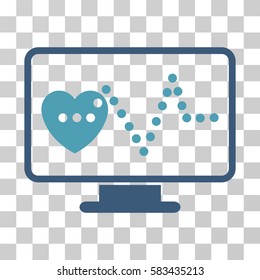 Cardio Monitoring vector icon. Illustration style is flat iconic bicolor cyan and blue symbol on a transparent background.