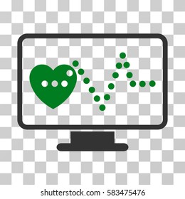 Cardio Monitoring vector icon. Illustration style is flat iconic bicolor green and gray symbol on a transparent background.