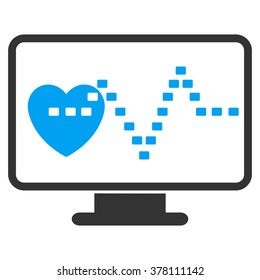 Cardio Monitoring vector icon. Style is bicolor flat symbol, blue and gray colors, dots are rounded rectangles, white background.