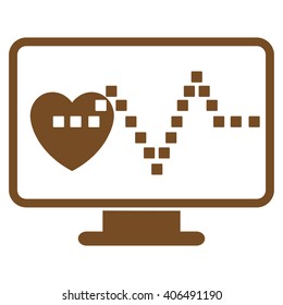 Cardio Monitoring vector toolbar icon. Style is flat icon symbol, brown color, white background, square dots.