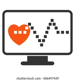Cardio Monitoring vector toolbar icon. Style is bicolor flat icon symbol, orange and gray colors, white background, square dots.