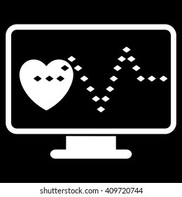 Cardio Monitoring vector toolbar icon. Style is flat icon symbol, white color, black background, rhombus dots.