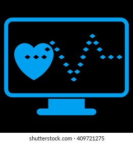 Cardio Monitoring vector toolbar icon. Style is flat icon symbol, blue color, black background, rhombus dots.