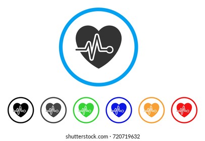 Cardio Pulse rounded icon. Style is a flat cardio pulse gray symbol inside light blue circle with black, gray, green, blue, red, orange color versions. Vector designed for web and software interfaces.