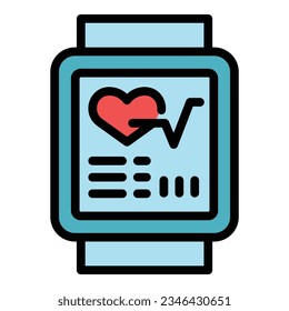Cardio smartwatch icon outline vector. Sport training. Gym fitness color flat