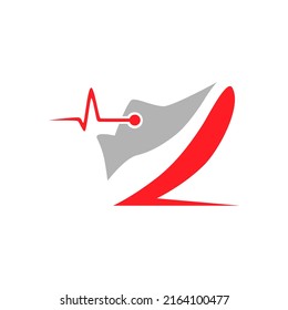 Cardio sports running shoe symbol on white backdrop. Design element