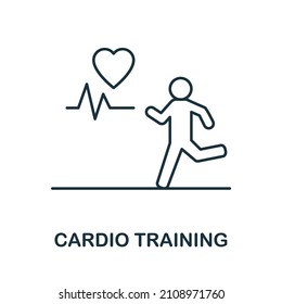 Icono de entrenamiento cardiovascular. Línea de la colección de gimnasios. Icono de Formación Cardio Lineal para diseño web, infografía y más.