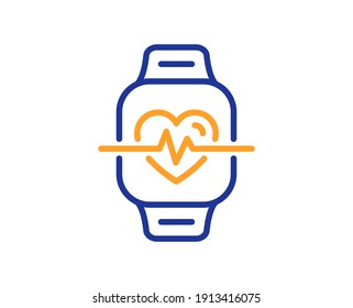 Cardio Training Line Icon. Fitness Watch Workout Sign. Gym Fit Heartbeat Symbol. Quality Design Element. Line Style Cardio Training Icon. Editable Stroke. Vector