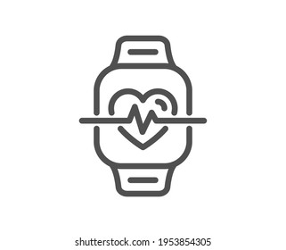 Cardio Training Line Icon. Fitness Watch Workout Sign. Gym Fit Heartbeat Symbol. Quality Design Element. Linear Style Cardio Training Icon. Editable Stroke. Vector