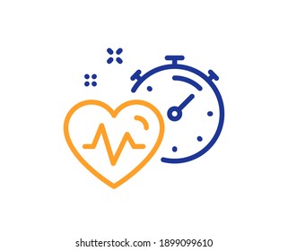 Cardio training timer line icon. Fat burning time sign. Gym fit heartbeat symbol. Quality design element. Line style cardio training icon. Editable stroke. Vector