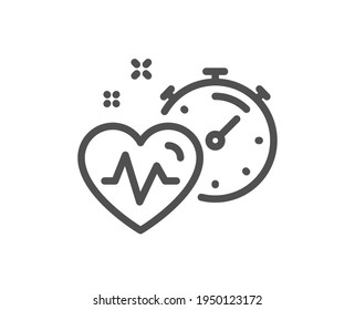 Icono de la línea del temporizador de entrenamiento cardiovascular. Señal de tiempo de combustión de grasa. Símbolo del latido del corazón del gimnasio. Elemento de diseño de calidad. Icono de entrenamiento cardiovascular de estilo lineal. Trazo editable. Vector