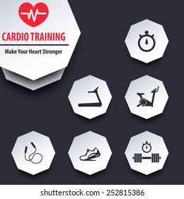 Cardio training trendy icons vector illustration, eps10, easy to edit