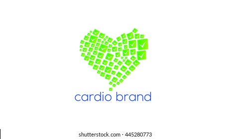 Cardio vector logo template. Heart vector logo