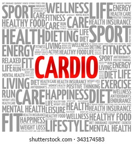 CARDIO word cloud background, health concept