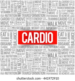 CARDIO word cloud background, health concept