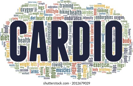 Cardio workout vector illustration word cloud isolated on a white background.