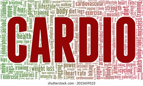 Cardio workout vector illustration word cloud isolated on a white background.