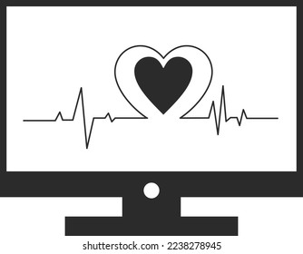 Cardiogram analysis icon, cardiology icon black vector