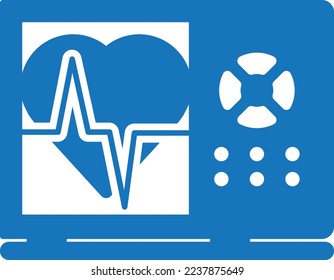 Cardiogram analysis icon, heart diagnosis icon blue vector