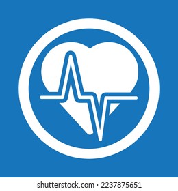 Icono de análisis de cardiograma, ícono de diagnóstico de corazón vector azul