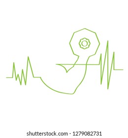 Cardiogram with an arm lifting a weight. Vector illustration design