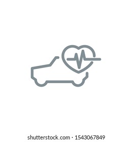 cardiogram auto heart outline flat icon. Single high quality outline logo symbol for web design or mobile app. Thin line sign design logo. repair gray icon pictogram isolated on white background