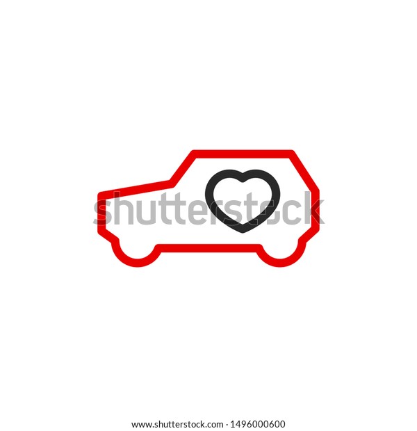 cardiogram auto heart outline flat icon.\
Single high quality outline logo symbol for web design or mobile\
app. Thin line sign design logo. black and red icon pictogram\
isolated on white\
background