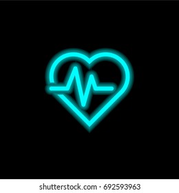 Cardiogram blue glowing neon ui ux icon. Glowing sign logo vector