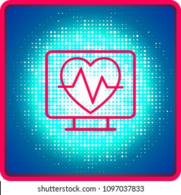 cardiogram computer. Illustration of telemedicine and physical health illustration. stethoscope, heart. For the body and distance medicine and health infographics.