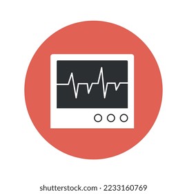 Icono de dispositivo de cardiograma. Tecnologías y aparatos modernos. Investigación médica, evaluación del estado del corazón y del pulso. El concepto de atención de la salud y revisiones regulares. Dibujo vectorial plano de dibujos animados