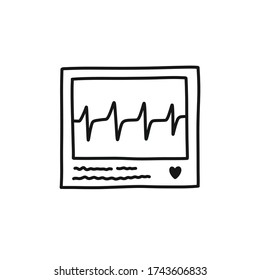 cardiogram doodle icon, vector illustration