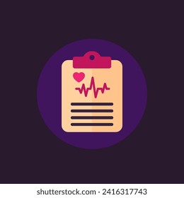 cardiogram, ecg report vector flat icon