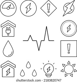 Cardiogram, energy icon in a collection with other items