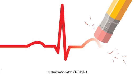 cardiogram erased with cap eraser 