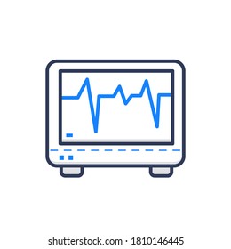 cardiogram, flat blue outline icon 