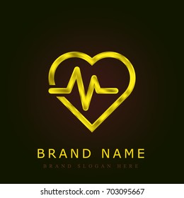 Cardiogram golden metallic logo