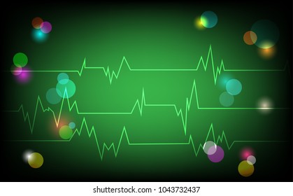 cardiogram graph screen monitor and bokeh vector illustration.  cardiogram graph wave. health Checkup healthcare medical concept.