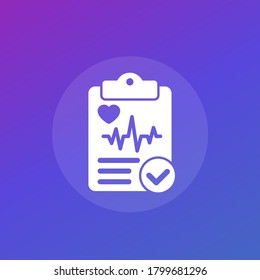 cardiogram, heart diagnosis report, vector icon