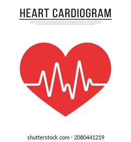 Cardiogram of the heart. Heartbeat pulse. Cardio symbol. Vector illustration.