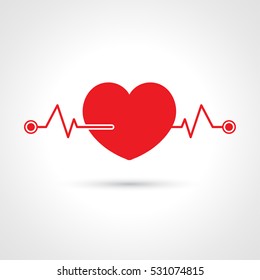 Cardiogram  heart icon rhythm, Vector